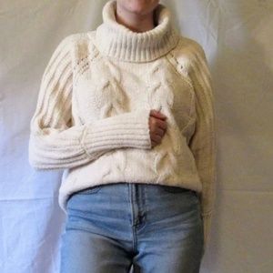 Soft Ivory Turtleneck Chunky Knit Sweater